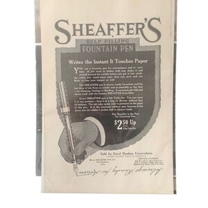 Vintage 1918 Sheaffer’s Self Filling Fountain Pen Advertisement Ad